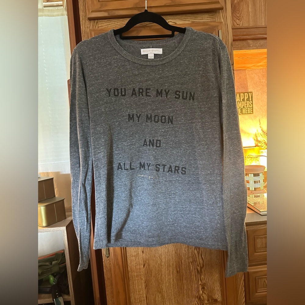 Spiritual Gangster Sun Moon Stars grey Long Sleeve Graphic Tee. Small USA